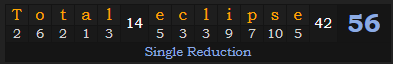 "Total eclipse" = 56 (Single Reduction)