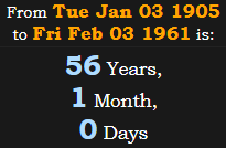 56 Years, 1 Month, 0 Days