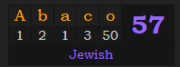 "Abaco" = 57 (Jewish)