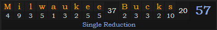 "Milwaukee Bucks" = 57 (Single Reduction)