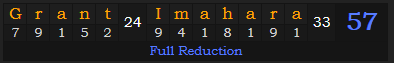 "Grant Imahara" = 57 (Full Reduction)