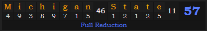 "Michigan State" = 57 (Full Reduction)