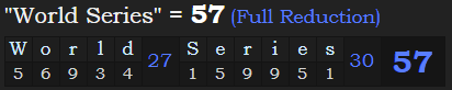 "World Series" = 57 (Full Reduction)