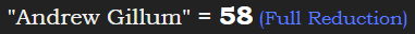 "Andrew Gillum" = 58 (Full Reduction)