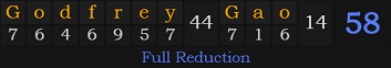 "Godfrey Gao" = 58 (Full Reduction)