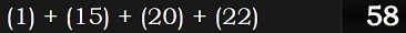 (1) + (15) + (20) + (22) = 58