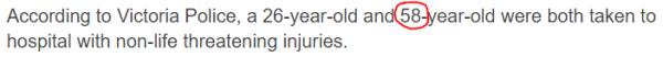 According to Victoria Police, a 26-year-old and 58-year-old were both taken to hospital with non-life threatening injuries.