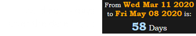 Roy died 58 days after the date 11/3: