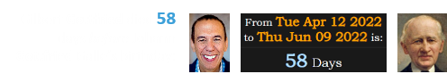 Gilbert Gottfried died 58 days before Johann Gottfried Galle’s birthday: