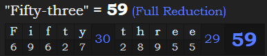 "Fifty-three" = 59 (Full Reduction)