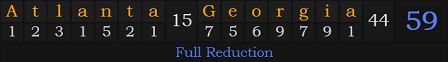 "Atlanta, Georgia" = 59 (Full Reduction)