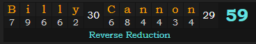 "Billy Cannon" = 59 (Reverse Reduction)