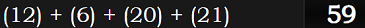 (12) + (6) + (20) + (21) = 59