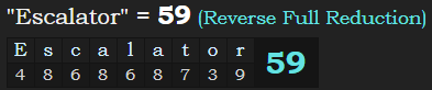"Escalator" = 59 (Reverse Full Reduction)
