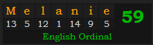 "Melanie" = 59 (English Ordinal)