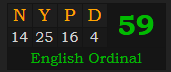 "NYPD" = 59 (English Ordinal)