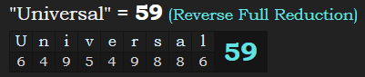 "Universal" = 59 (Reverse Full Reduction)