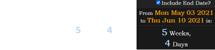 The brief blackout at Busch Stadium occurred a span of 5 weeks, 4 days before the first Arch eclipse: