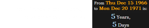 Roy Disney died 5 years, 5 days after Walt Disney: