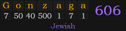 "Gonzaga" = 606 (Jewish)