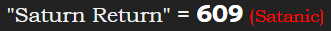 "Saturn Return" = 609 (Satanic)