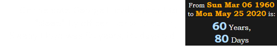 On the date George Floyd was put to "sleep" by officer Derek Chauvin, Sleepy Floyd was 60 years, 80 days old: