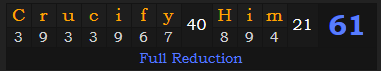 "Crucify Him!" = 61 (Full Reduction)