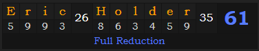 "Eric Holder" = 61 (Full Reduction)