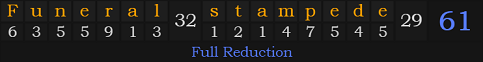 "Funeral stampede" = 61 (Full Reduction)