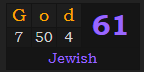 "God" = 61 (Jewish)