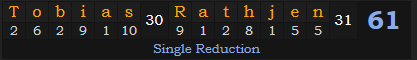 "Tobias Rathjen" = 61 (Single Reduction)