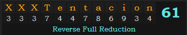 "XXXTentacion" = 61 (Reverse Full Reduction)