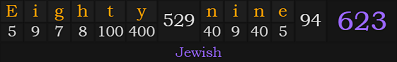 "Eighty-nine" = 623 (Jewish)