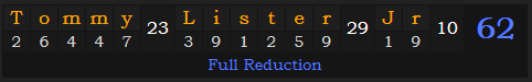 "Tommy Lister Jr." = 62 (Full Reduction)