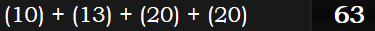 (10) + (13) + (20) + (20) = 63