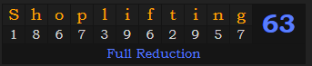 "Shoplifting" = 63 (Full Reduction)