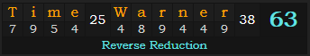 "Time Warner" = 63 (Reverse Reduction)