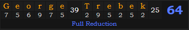 "George Trebek" = 64 (Full Reduction)