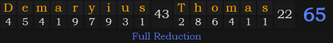 "Demaryius Thomas" = 65 (Full Reduction)