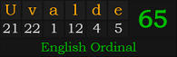 "Uvalde" = 65 (English Ordinal)