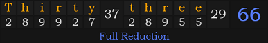 "Thirty-three" = 66 (Full Reduction)