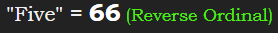 "Five" = 66 (Reverse Ordinal)