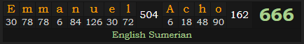"Emmanuel Acho" = 666 (English Sumerian)