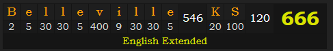 "Belleville, KS" = 666 (English Extended)