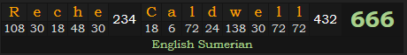 "Reche Caldwell" = 666 (English Sumerian)