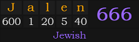 "Jalen" = 666 (Jewish)