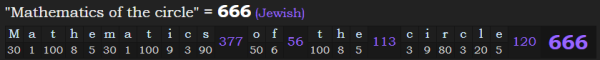 "Mathematics of the circle" = 666 (Jewish)