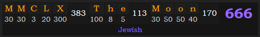 "MMCLX - The Moon" = 666 (Jewish)