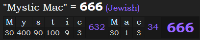"Mystic Mac" = 666 (Jewish)