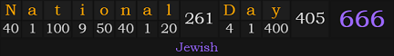 "National Day" = 666 (Jewish)